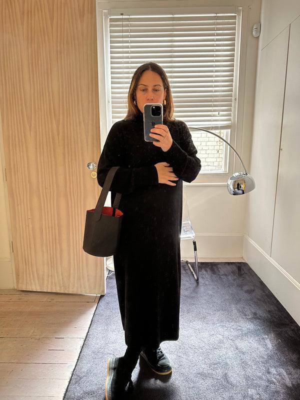 Prism OAHU Mini Bucket Bag | Black Faux Snake Leather With Red Inner