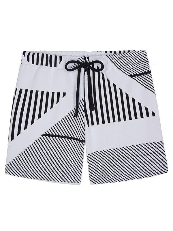 prism BOYS' SWIM SHORTS | White & Black Linear