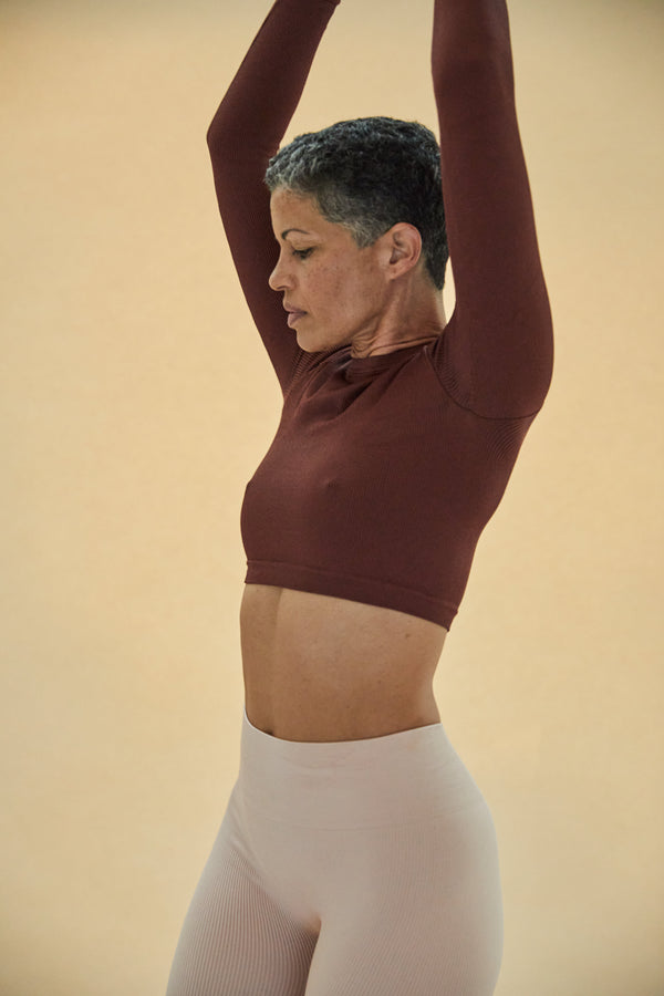 Prism EVOKE Ribbed Long-Sleeve Crop Top | Maroon
