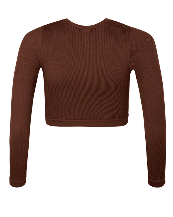 Prism EVOKE Ribbed Long-Sleeve Crop Top | Maroon