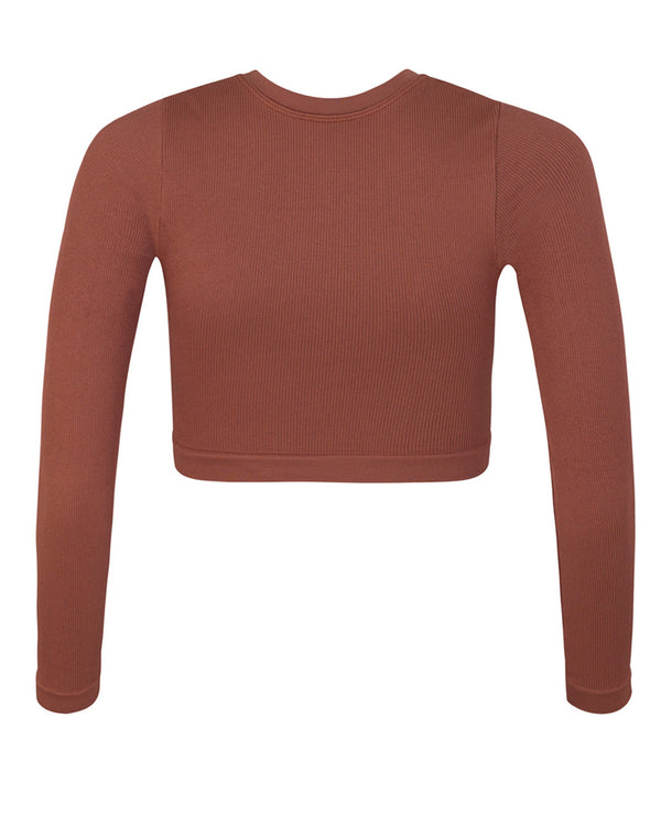 Prism EVOKE Ribbed Long-Sleeve Crop Top | Rusty Pink