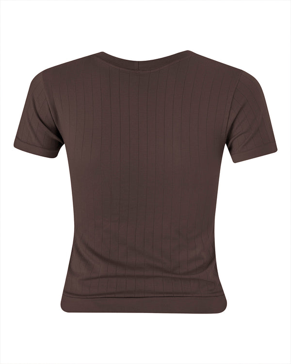 Prism FLAT RIBBED SAPIENT T-Shirt | Chocolate Brown