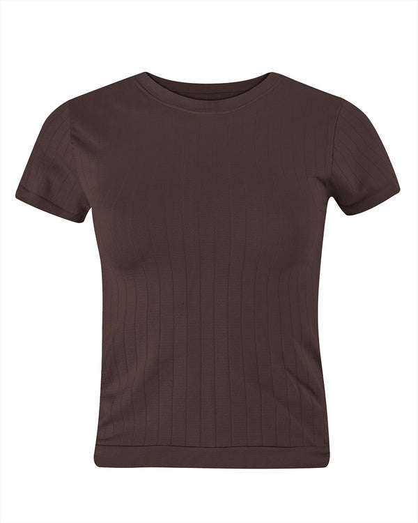 prism FLAT RIBBED SAPIENT T-Shirt | Chocolate Brown