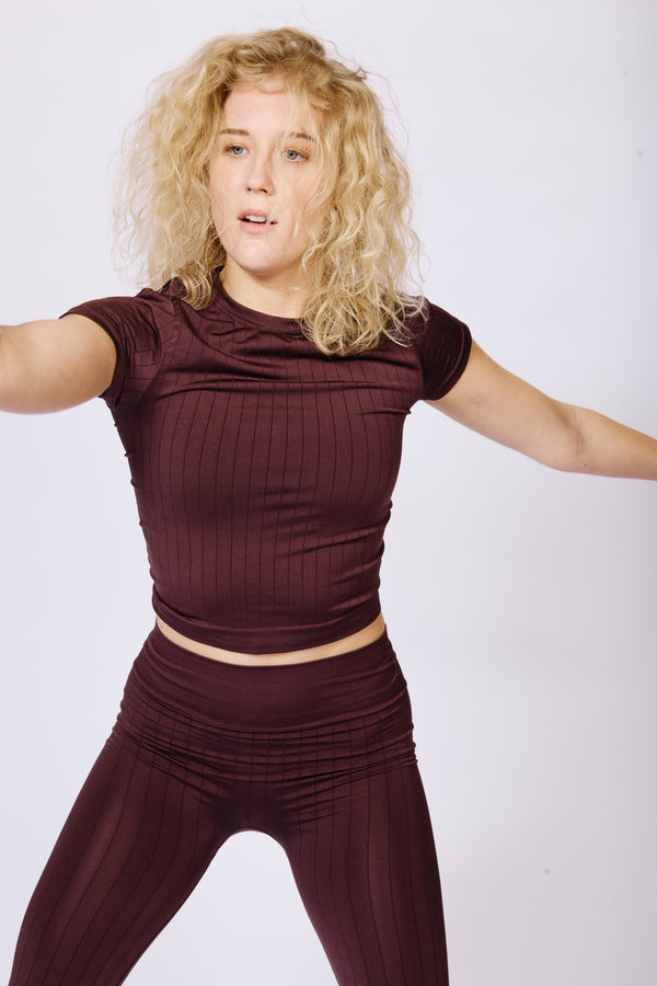 Prism FLAT RIBBED SAPIENT T-Shirt | Chocolate Brown