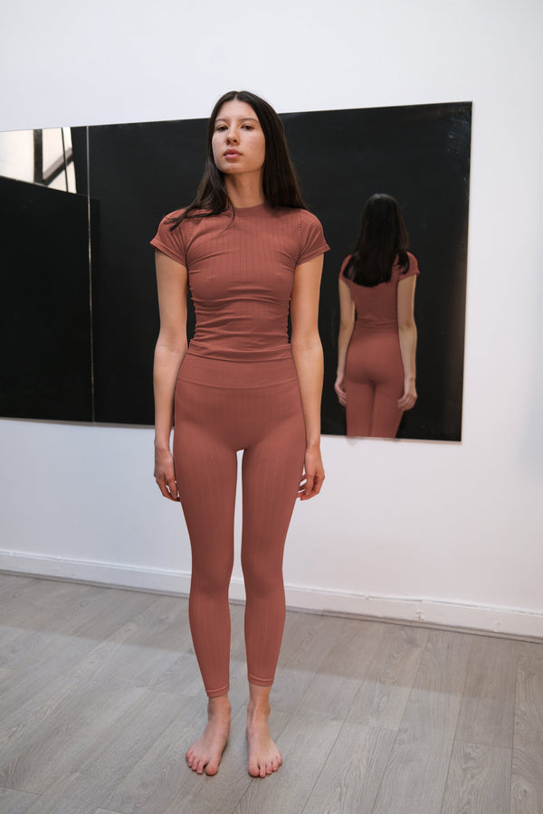 Prism FLAT RIBBED SAPIENT T-Shirt | Rusty Pink