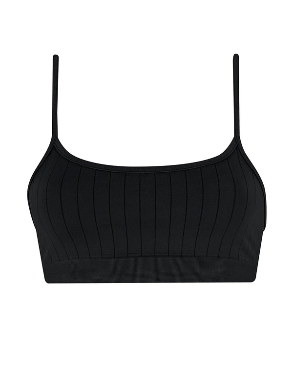 prism FLAT RIBBED SINCERE Bikini Bra Top | Black