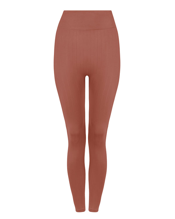 prism NOURISH Flat Ribbed Leggings | Rusty Pink