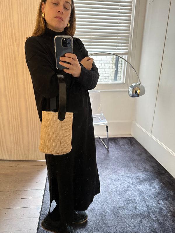 Prism OAHU Mini Bucket Bag | Raffia Fused Leather