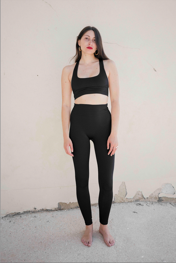 prism RIBBED ELATED Bra Top | Black