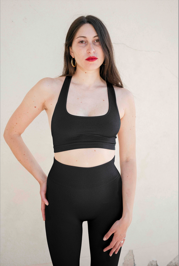 prism RIBBED ELATED Bra Top | Black