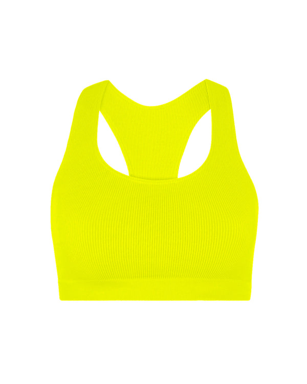 prism RIBBED ELATED Bra Top | Neon Yellow