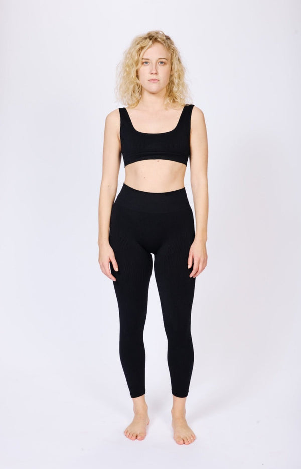 Prism WIDE RIBBED SERENE Bikini Bra Top | Black