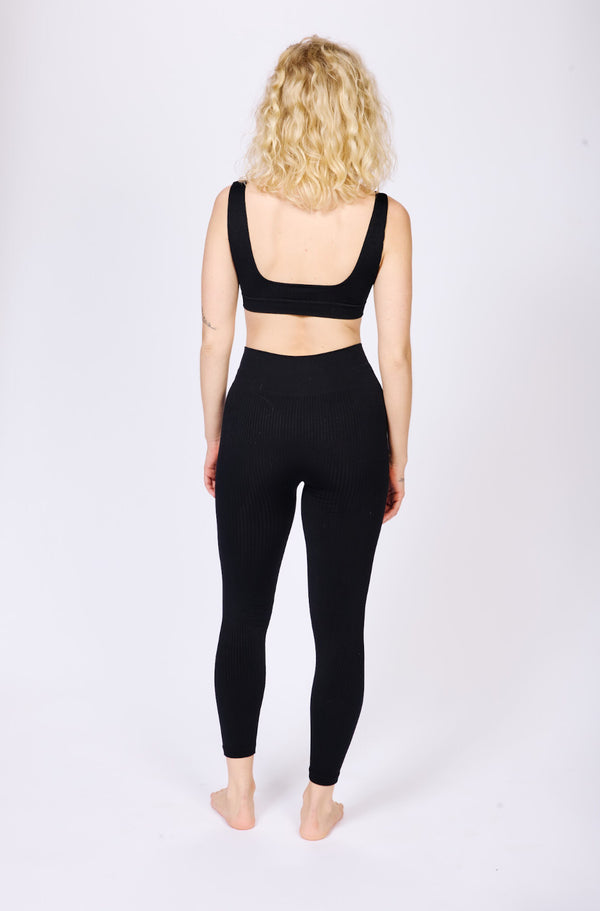 Prism WIDE RIBBED SERENE Bikini Bra Top | Black