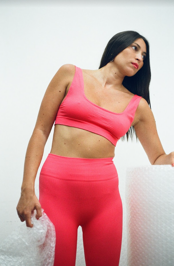 Prism WIDE RIBBED SERENE Bikini Bra Top | Cerise