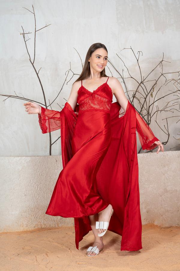 Private Lives Bridal Nightgown Set With Lace Detail