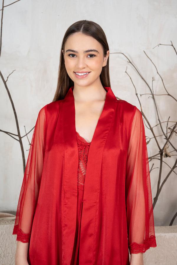 Private Lives Bridal Nightgown Set With Lace Detail