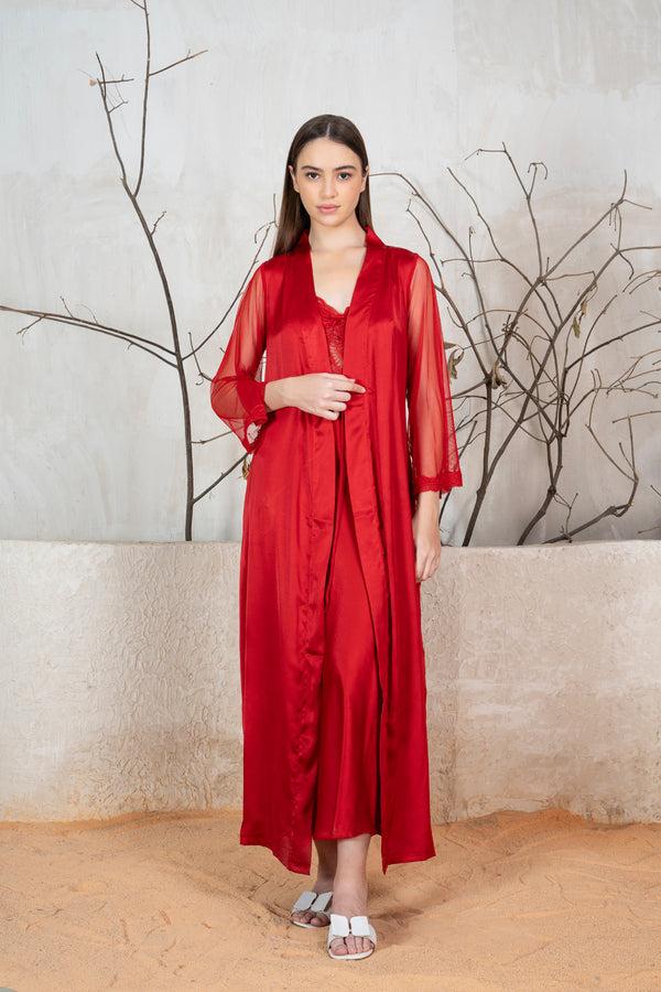 Private Lives Bridal Nightgown Set With Lace Detail