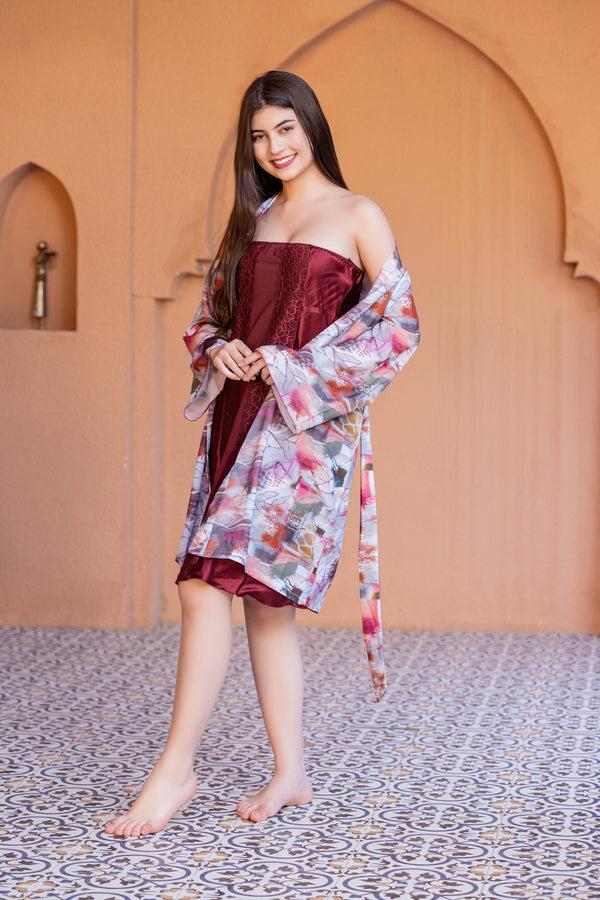 Private Lives Bridal Nightgown Set With Strapless Nighty