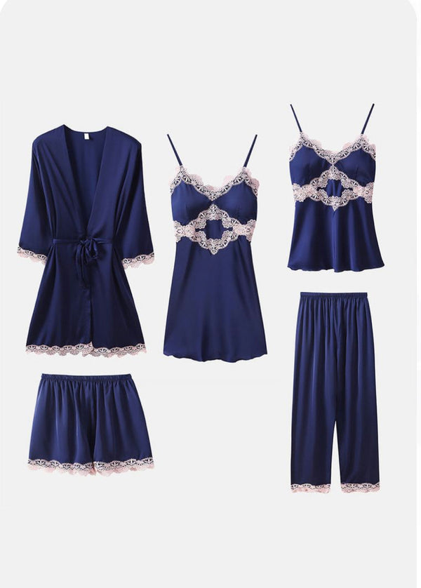 Private Lives Classic Blue Babydoll Robe Slip Shorts & Pj's