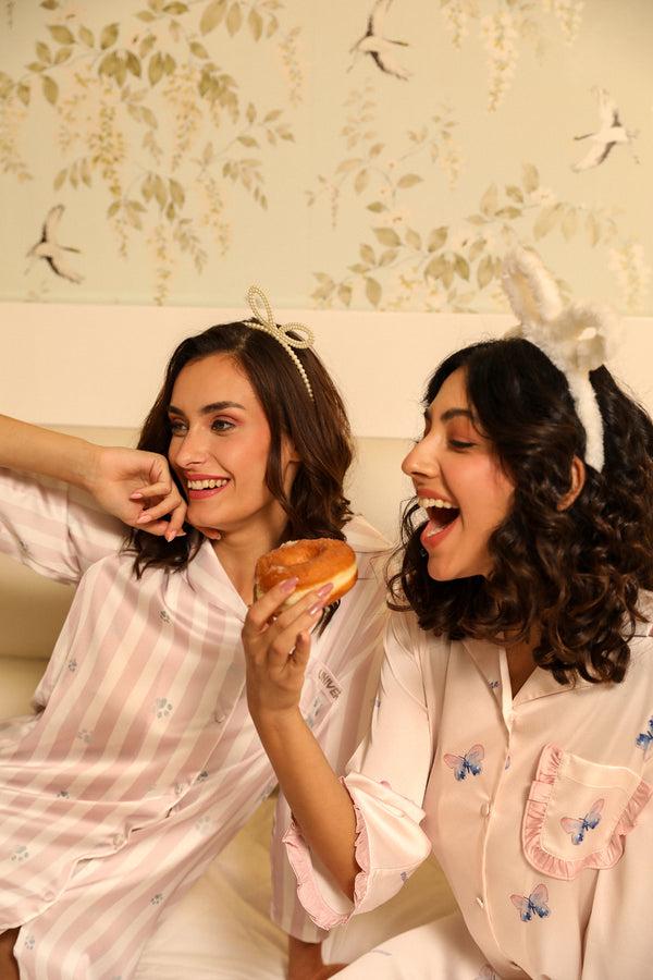 Private Lives Classic Collar Nightie In Butterfly Print