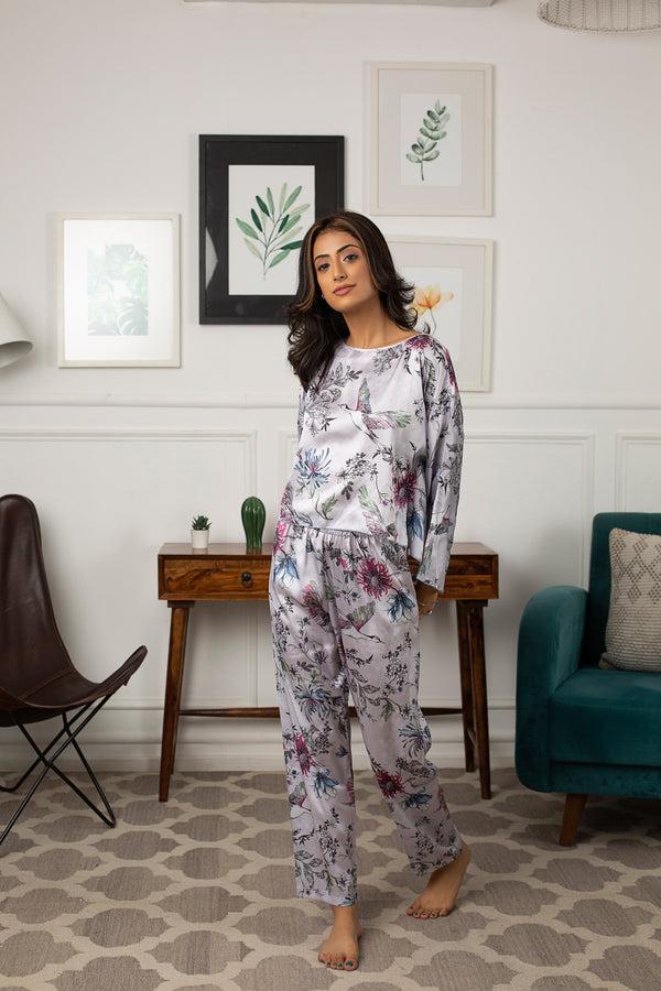 Private Lives Co-ord Set With Crop Top In Floral Satin