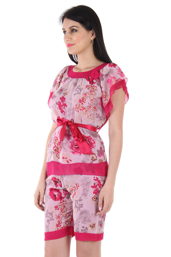 Private Lives Double Chiffon Night Suit With Shorts