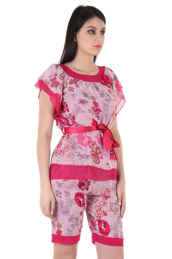 Private Lives Double Chiffon Night Suit With Shorts