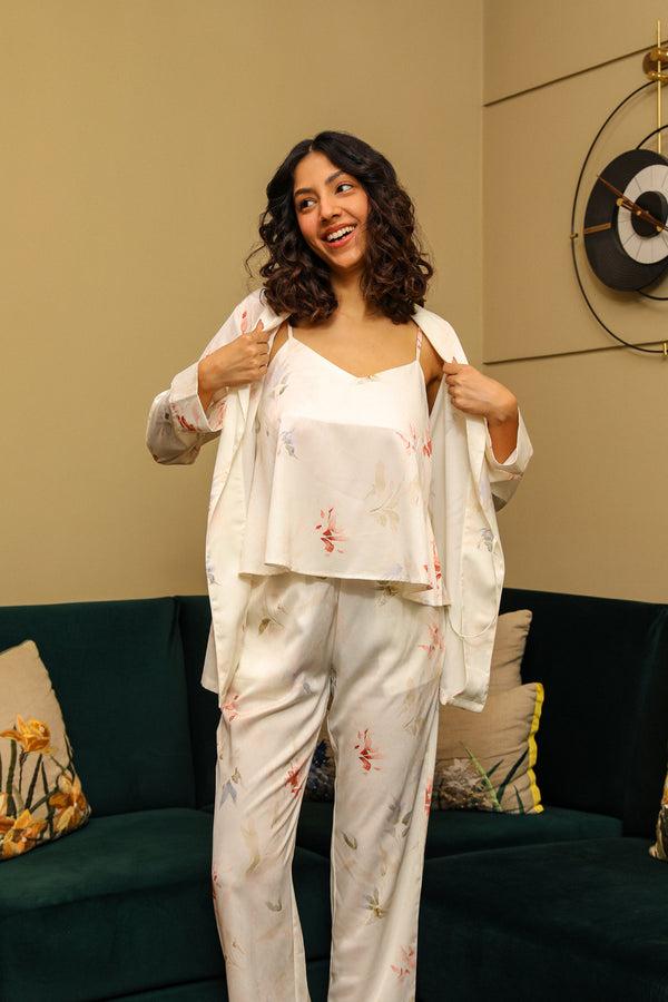 private lives Dreamy Florals Satin printed 3pcs set