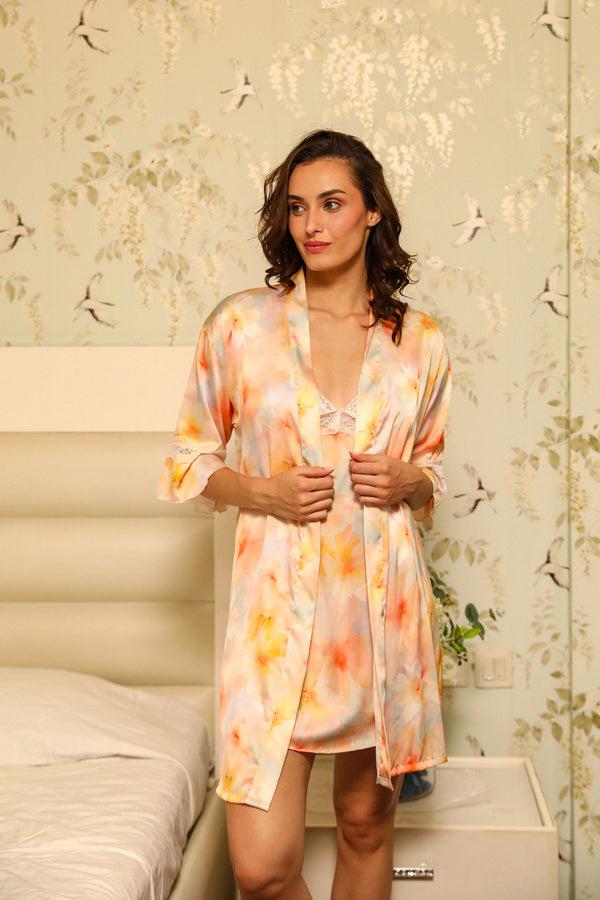 Private Lives Floral Dream Satin Short Nightgown Set