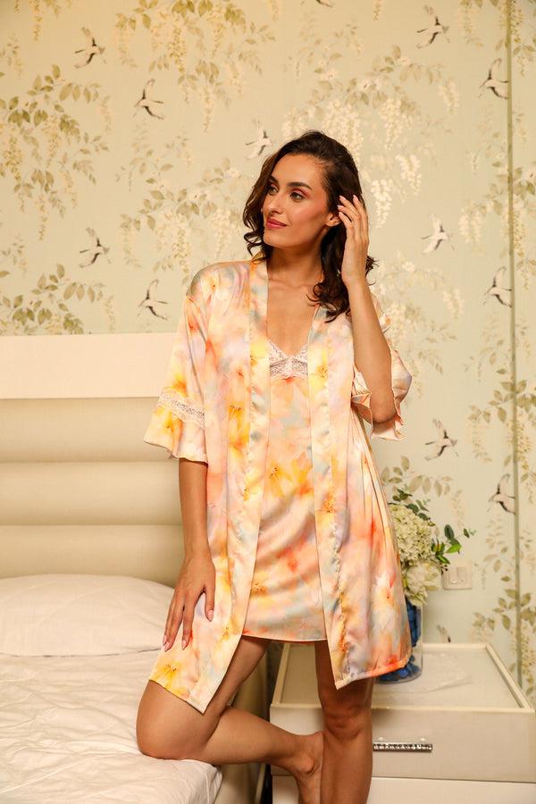 Private Lives Floral Dream Satin Short Nightgown Set