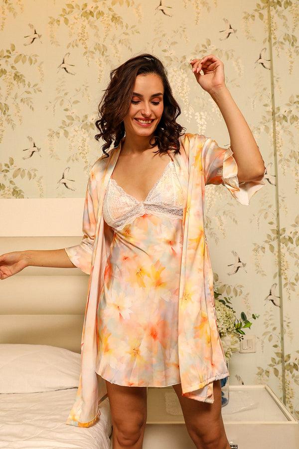 private lives Floral Dream Satin Short Nightgown Set