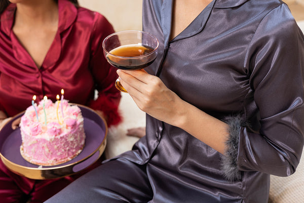 Private Lives Grey Luxe Satin Classic Collar Pj Set With Fur