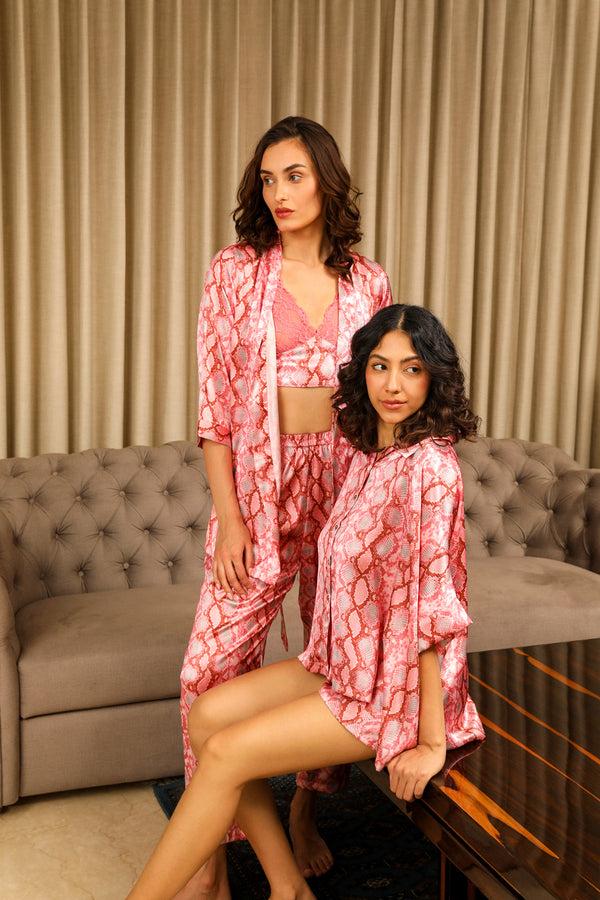 Private Lives Leopard Print 3pcs Set With Lace Bralet