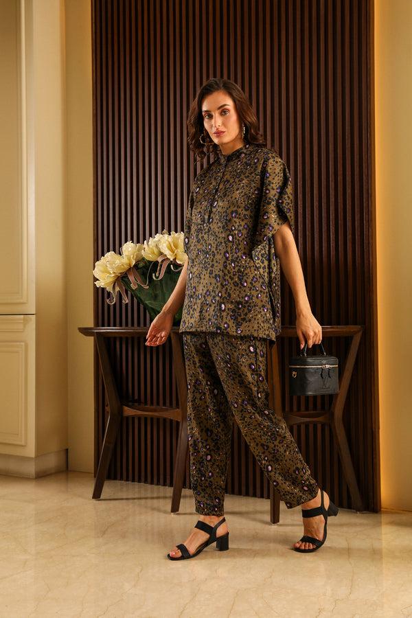 Private Lives Leopard Printed Satin Summer Co-ord Set