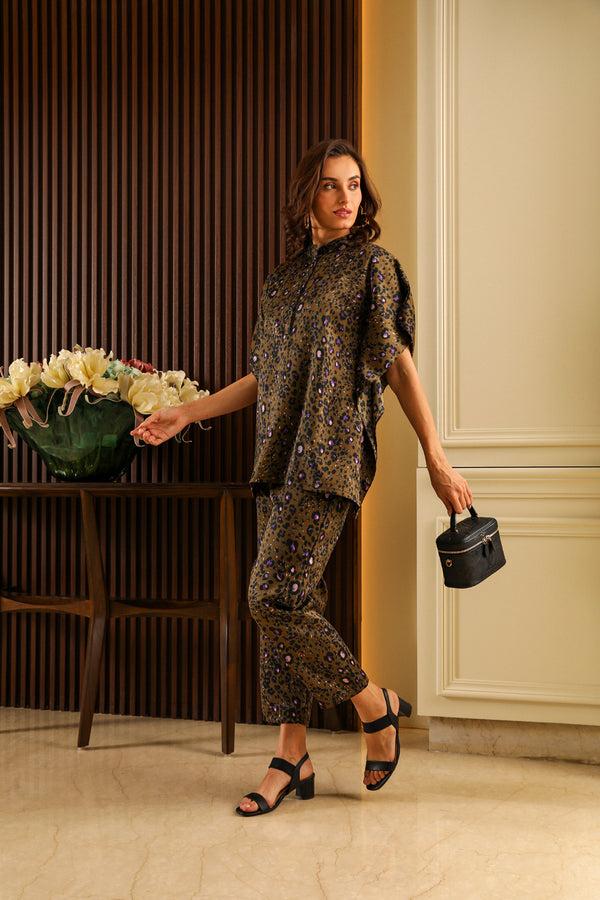 Private Lives Leopard Printed Satin Summer Co-ord Set