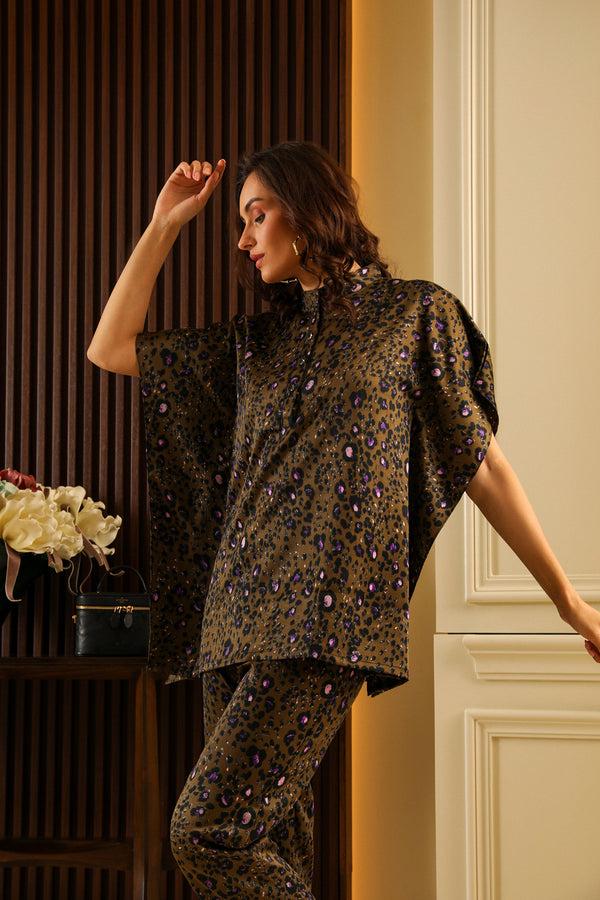 Private Lives Leopard Printed Satin Summer Co-ord Set