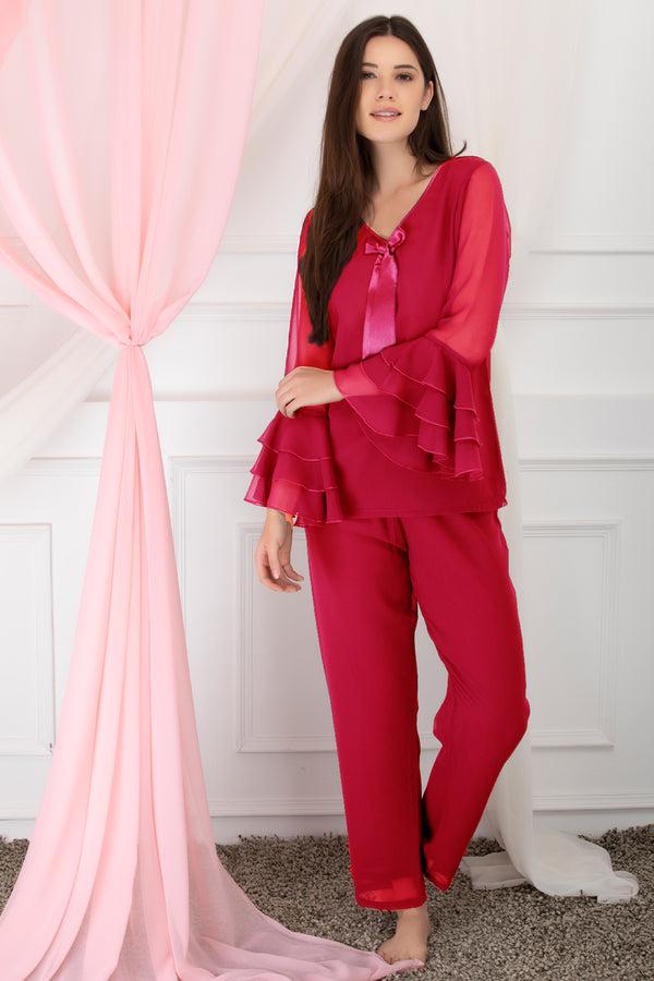 private lives Luxe after-hours ruffled sleeve chiffon Night Suit