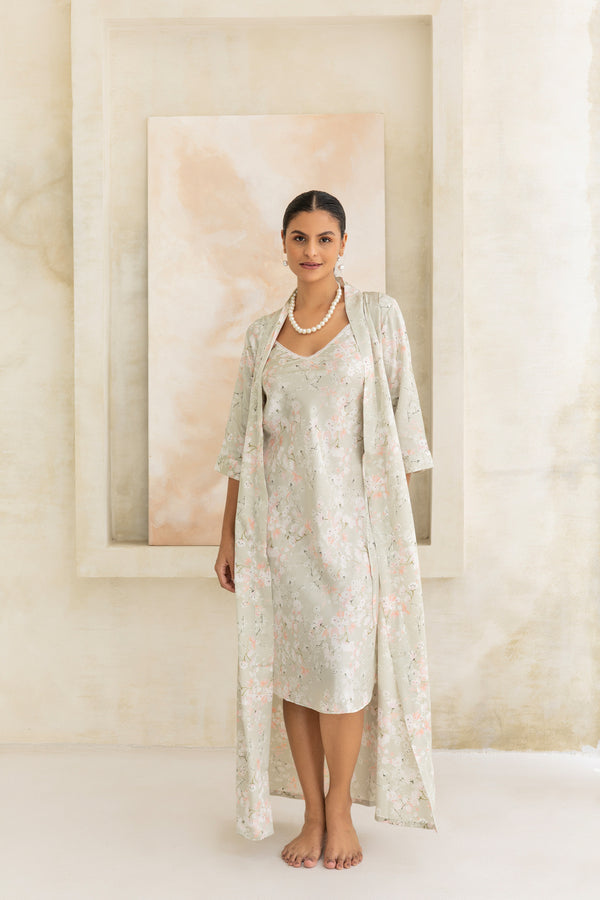 private lives Mint green floral pearl Nightgown set