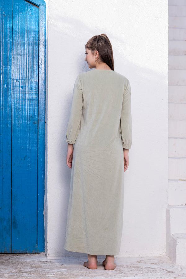 Private Lives Mint Green Velvet Nighty With Lace Detail