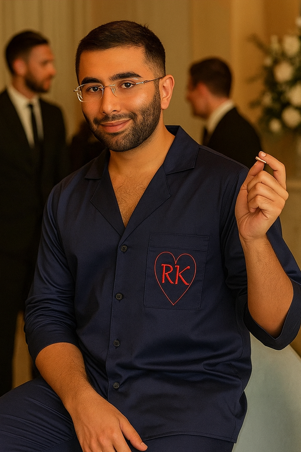 private lives Navy Customised Pj Cotton Party Pj Set