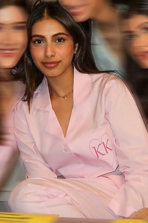 private lives Pink Pj Party Cotton Customised Pajama Set