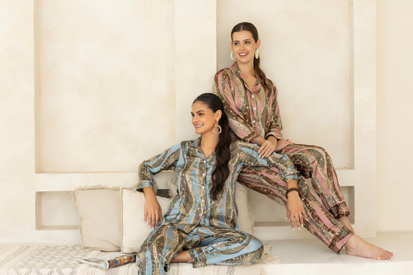 Private Lives Aqua Bloom Classic Pj Set