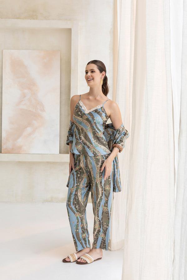 private lives Aqua Mocha Bloom Pj set with Robe