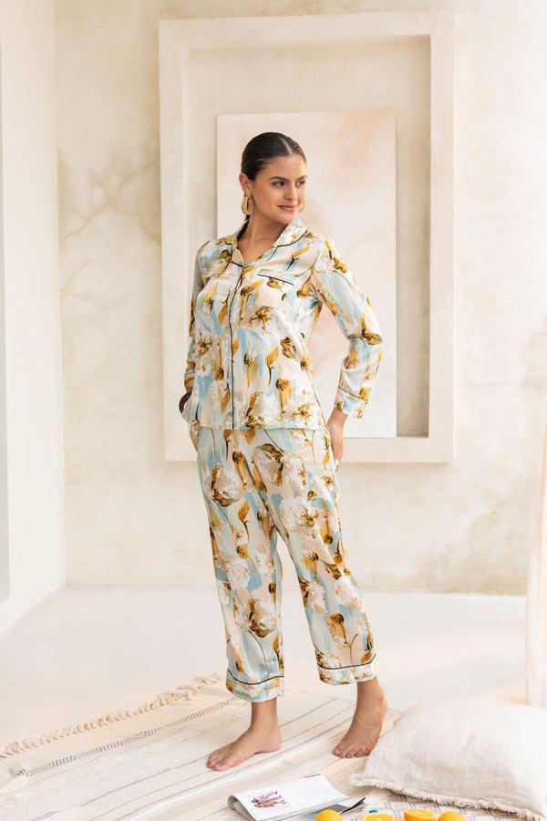 Private Lives Aqua Mocha Classic Pj Set