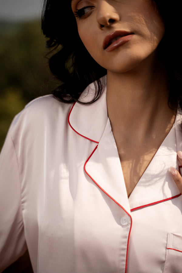 Private Lives Baby Pink Satin Night Suit Set