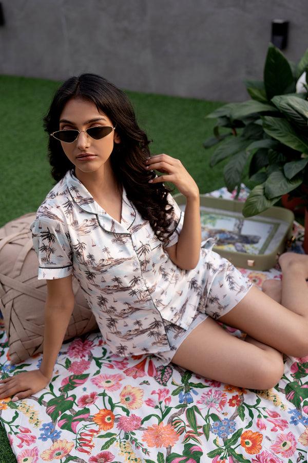 Private Lives Beach Vibe Satin Shorts Set