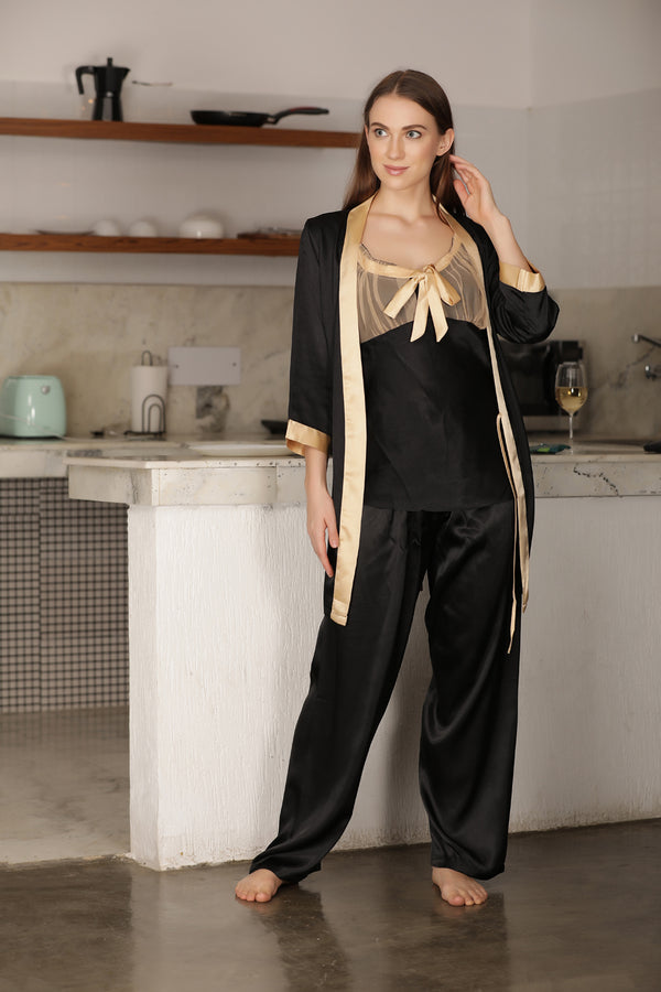 private lives Black Cami Wrap Night Suit