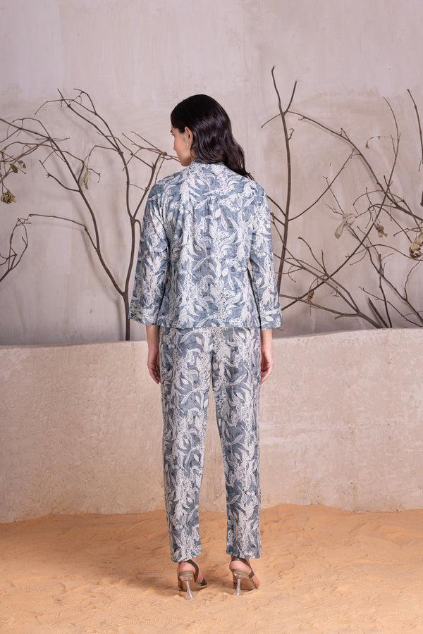 Private Lives Blue Printed Cotton Co-ord Set