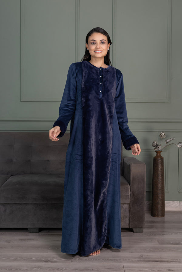 Private Lives Blue Velvet Nighty With Fur