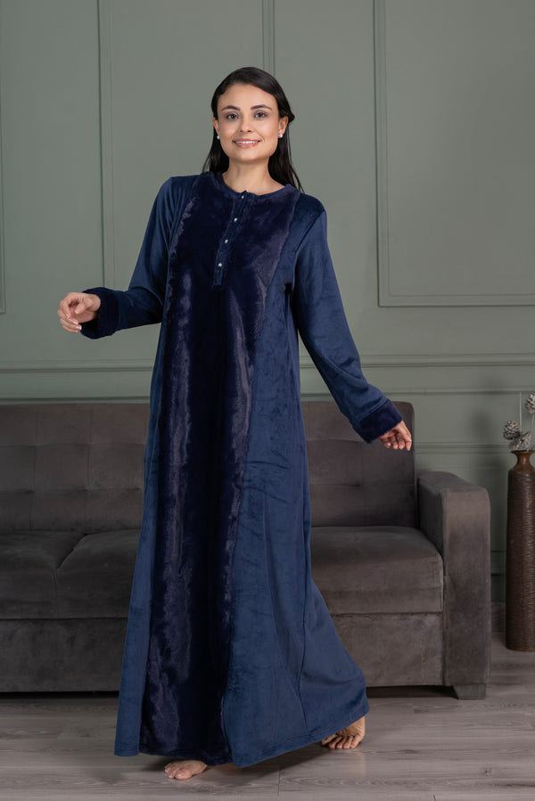 Private Lives Blue Velvet Nighty With Fur
